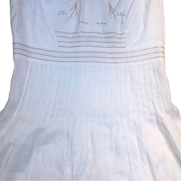 Antonio Melani Linen Sleeveless Floral Beige Cream Tan Shift Dress 6 Embroidery - Picture 3 of 14